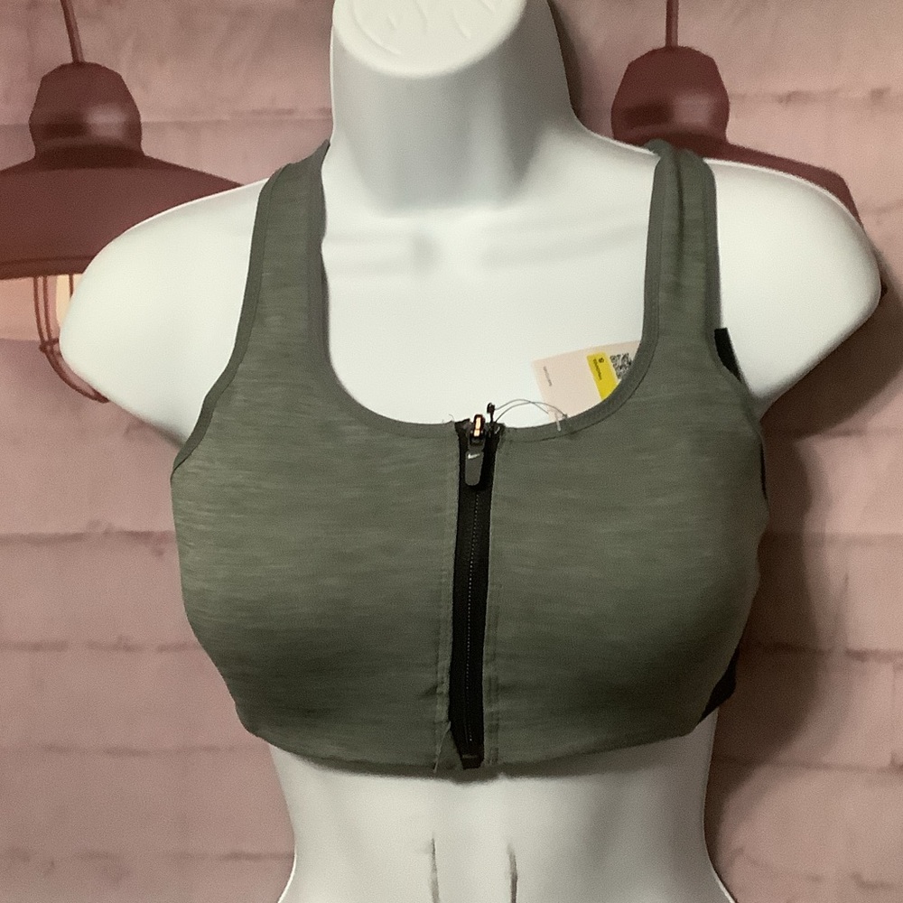 Nike Grey  Zip-Front Sports Bra